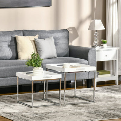 High Gloss Coffee Table Set 2, White