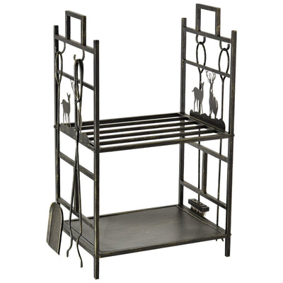 2-tier Heavy Duty Firewood Rack , Gold