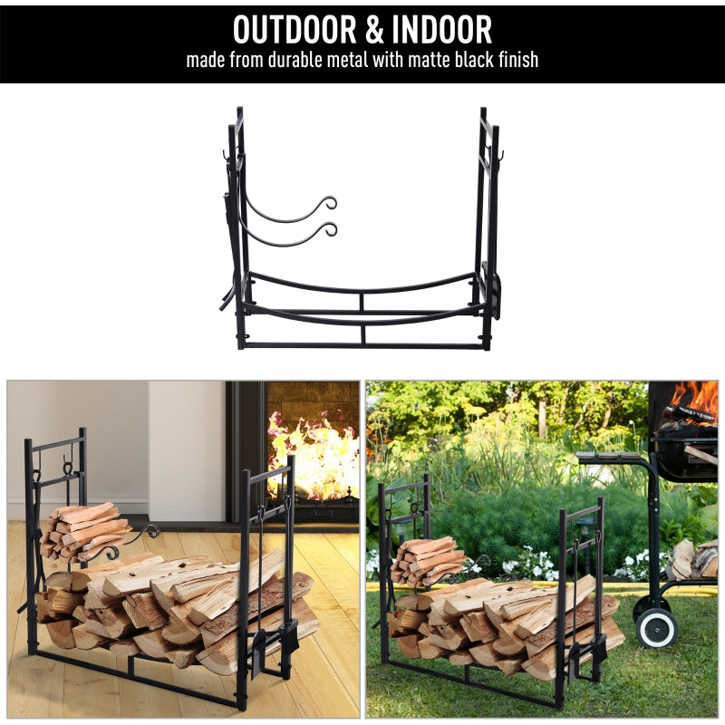 Metal Firewood Log Holder Indoor Outdoor Rack