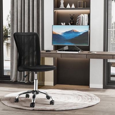 Vinsetto Home Office Mesh Task Chair Ergonomic Armless Mid Back Height Adjustable with Swivel Wheels, Black