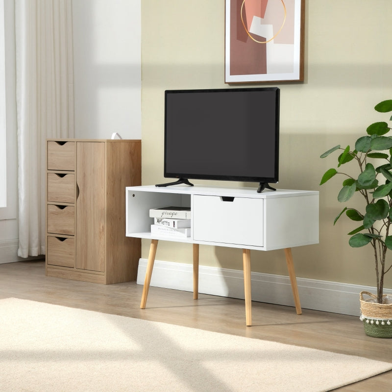 Boxy TV Stand, With Storage - White