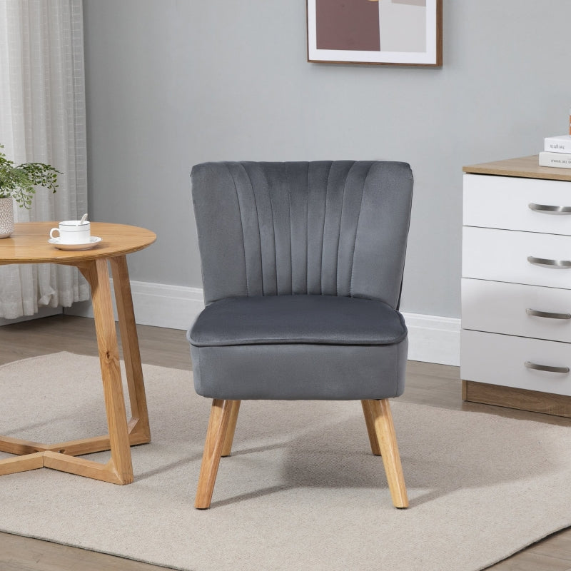 Velvet-Feel Armless Accent Chair - Grey