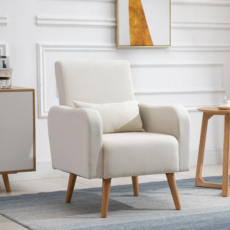 Accent Chair, Linen-Touch Armchair, Cream