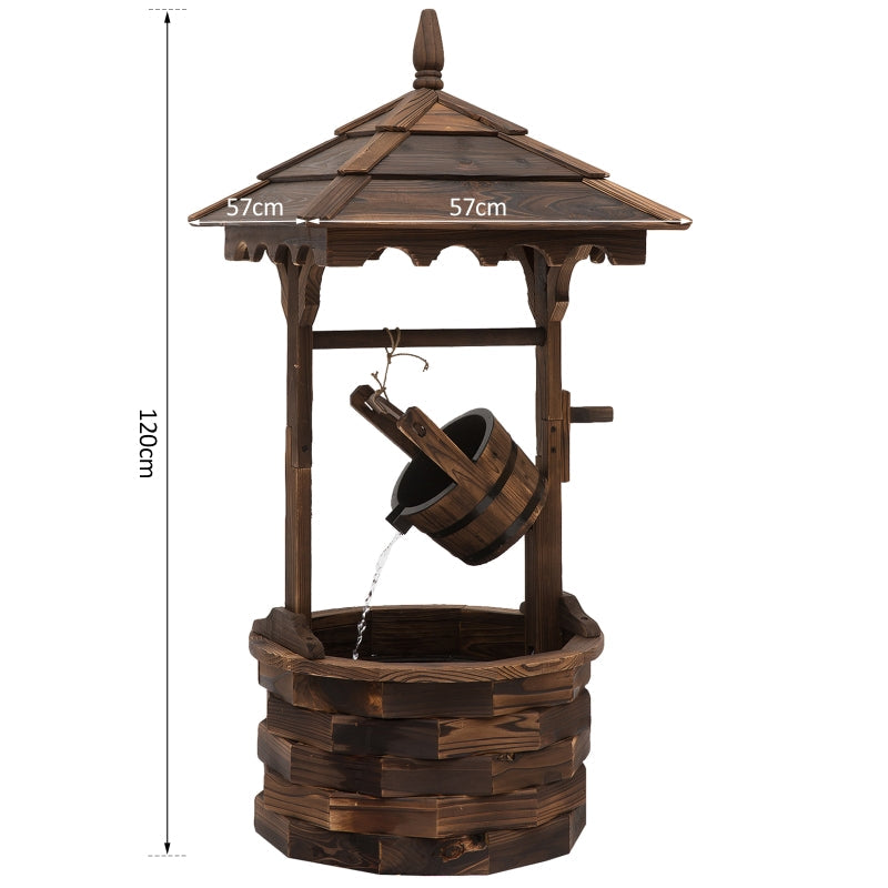 Wooden Garden Wishing Well Fountain Barrel Waterfall Rustic