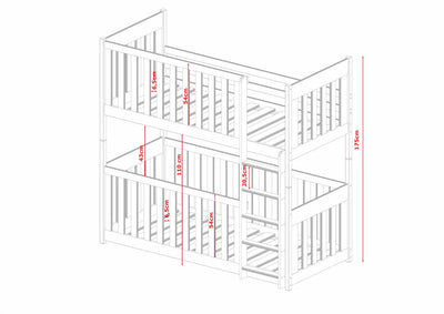 Wooden Bunk Bed Konrad with Cot Bed