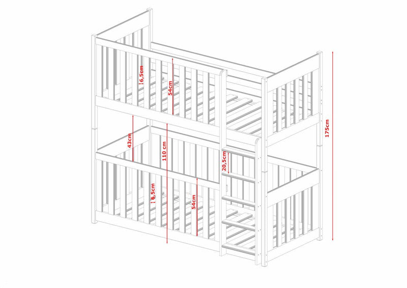 Wooden Bunk Bed Konrad with Cot Bed