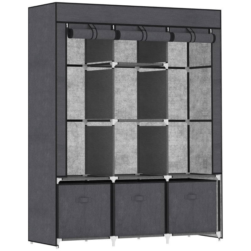 Fabric Wardrobe For Bedroom, Dark Grey