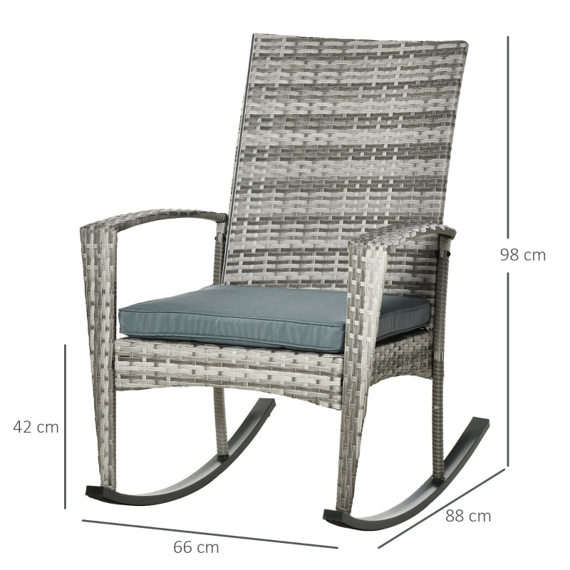 Rattan Rocking Chair- Light Grey