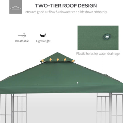 Outsunny 3 x 3 m Gazebo Top Cover Double Tier Canopy Replacement Pavilion Roof Dark Green