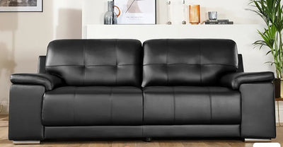 Kansas Leather 3+2 Seater Sofa Set in Black