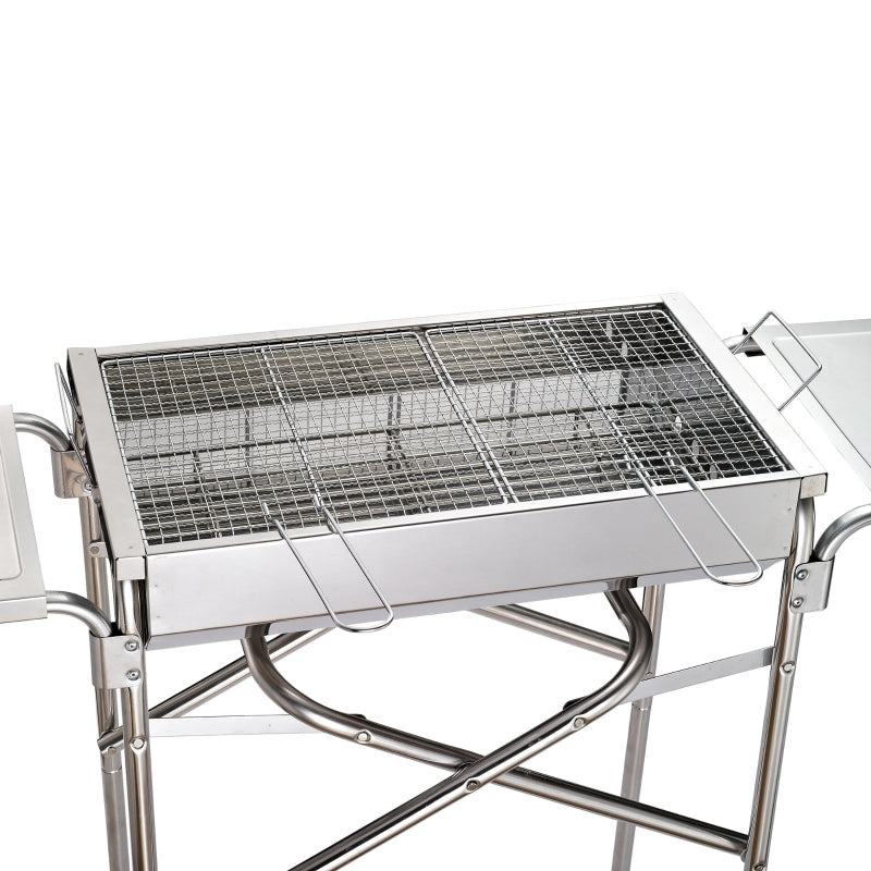 Outdoor Folding BBQ Rectangular Stainless Steel - Silver