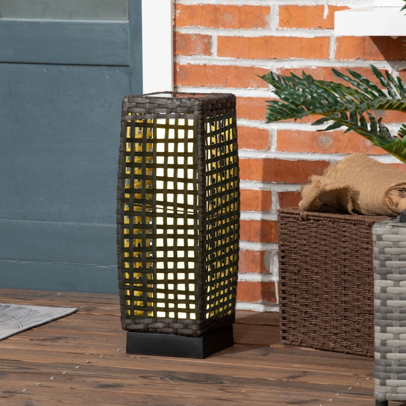 Outdoor Rattan Solar Lantern, Grey