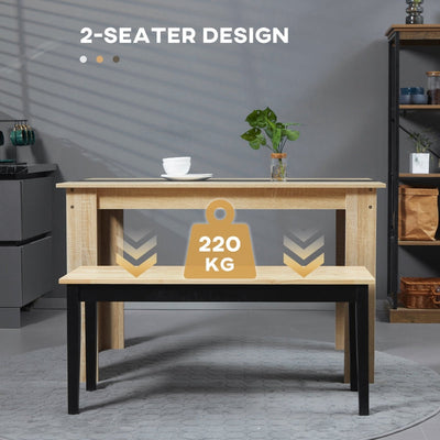 102 Cm Wood Dining Bench For 2 People, Natural Effect