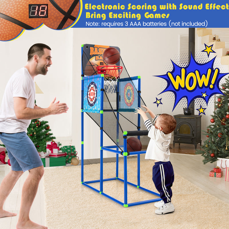 Juego arcade de baloncesto para niños 2 en 1 con marcador electrónico