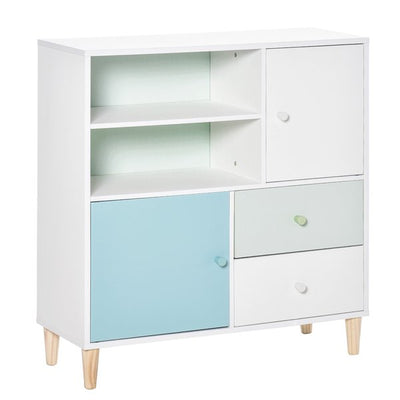 Kids Bookcase Multi-Shelf Cabinet Drawer - Blue