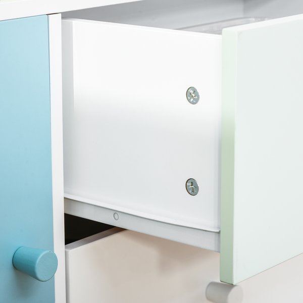 Kids Bookcase Multi-Shelf Cabinet Drawer - Blue