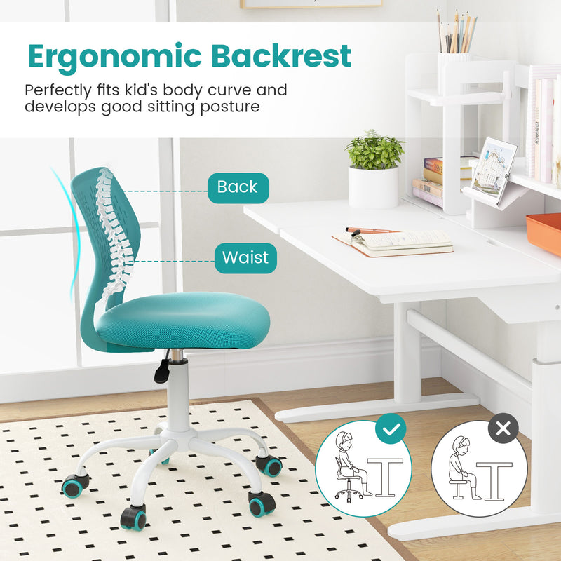 Silla de estudio ergonómica para niños con altura regulable - Turquesa