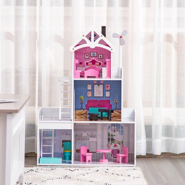 Kids Dollhouse Dreamhouse Villa For Toddler Children With Furniture Accessories