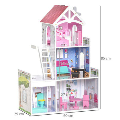 Kids Dollhouse Dreamhouse Villa For Toddler Children With Furniture Accessories