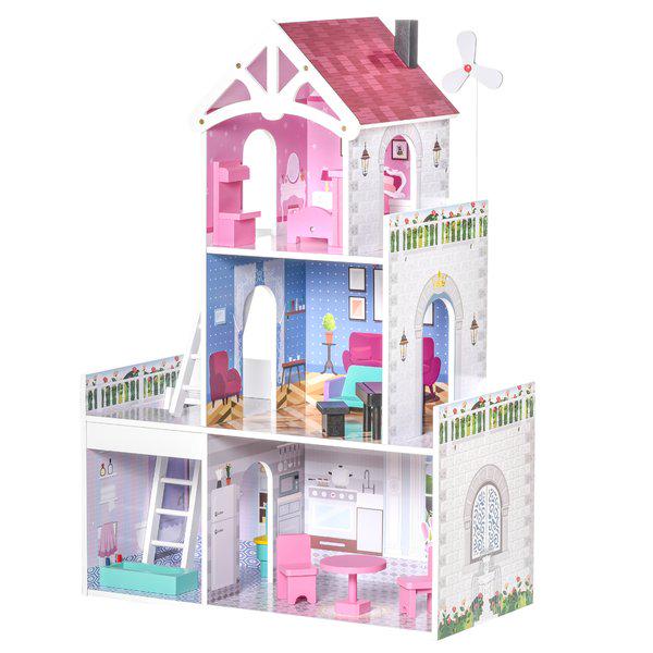 Kids Dollhouse Dreamhouse Villa For Toddler Children With Furniture Accessories