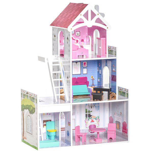 Kids Dollhouse Dreamhouse Villa For Toddler Children With Furniture Accessories