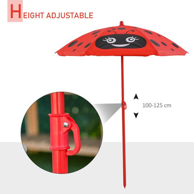 Ladybug Kids Picnic Table And Chairs Set W/ Parasol