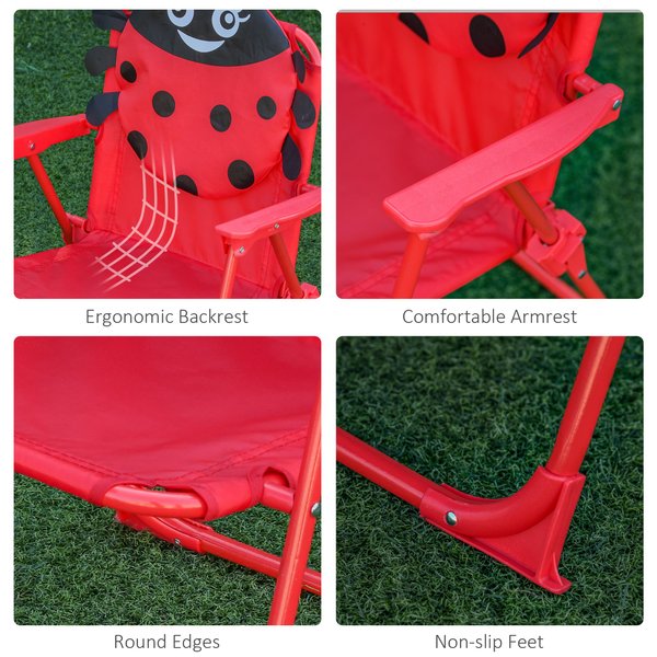 Ladybug Kids Picnic Table And Chairs Set W/ Parasol