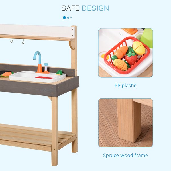 Kids Kitchen Playset With Sink Running Water