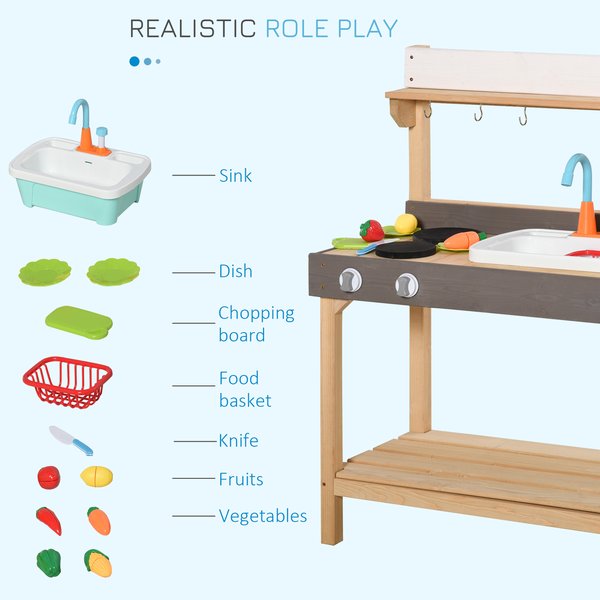 Kids Kitchen Playset With Sink Running Water