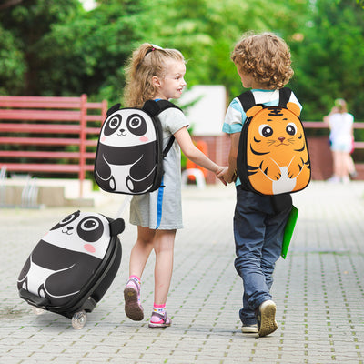 Juego de maletas para niños con equipaje de mano de 40 cm y mochila de 30 cm, color blanco y negro