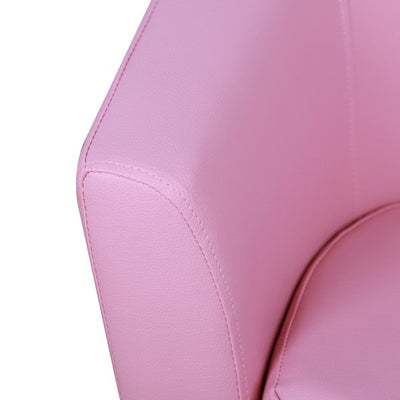 Kids PVC Upholstered Armchair W/ Foot Stool - Pink