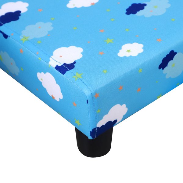 Kids Polyester Upholstered Clouds Armchair W/ Footrest - Blue