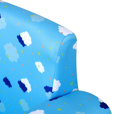 Kids Polyester Upholstered Clouds Armchair W/ Footrest - Blue