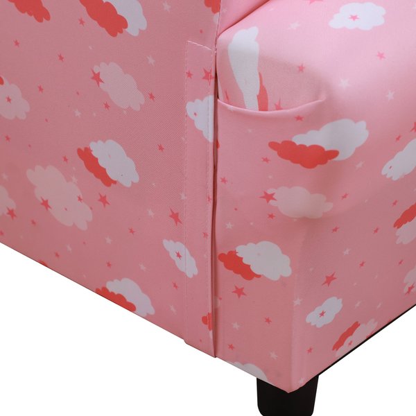 Kids Polyester Upholstered Clouds Armchair W/ Footrest - Pink