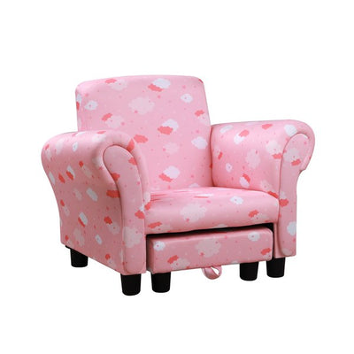 Kids Polyester Upholstered Clouds Armchair W/ Footrest - Pink