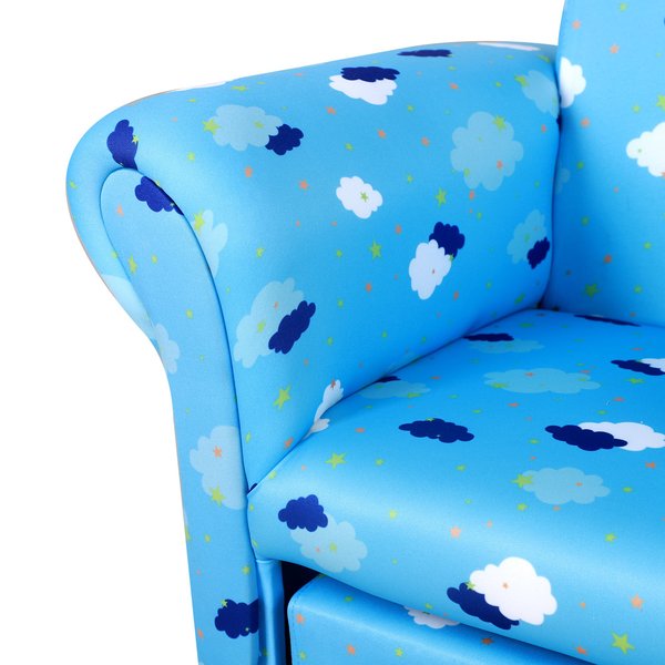 Kids Polyester Upholstered Clouds Armchair W/ Footrest - Blue