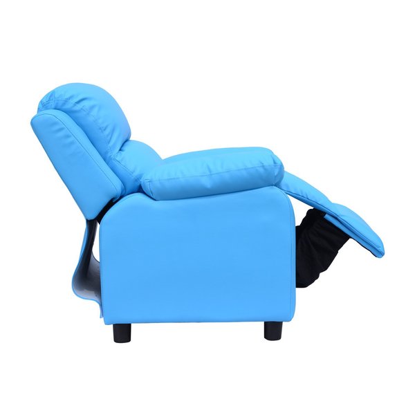 Kids Recliner Armchair W/ Storage Space On Arms - Blue