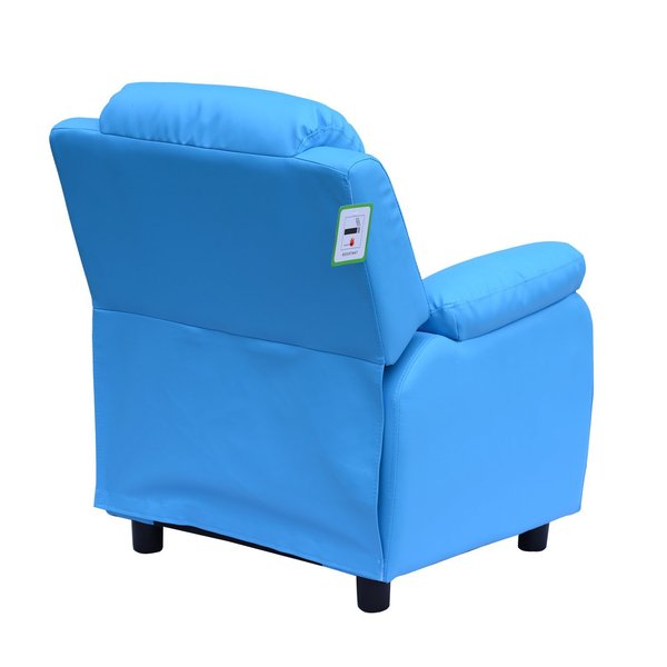 Kids Recliner Armchair W/ Storage Space On Arms - Blue