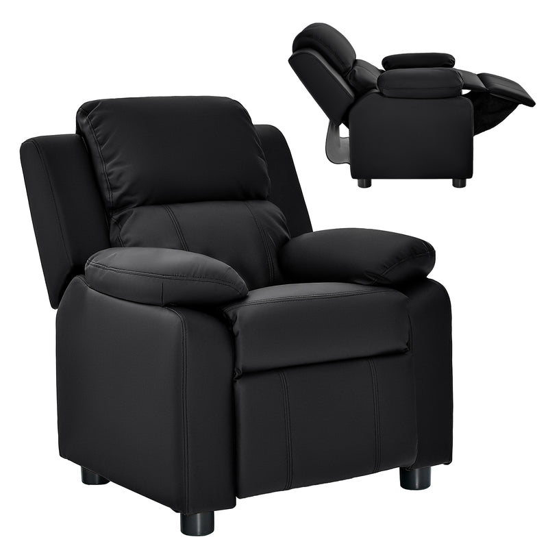 Sillón reclinable para niños con respaldo ajustable y reposapiés, color negro