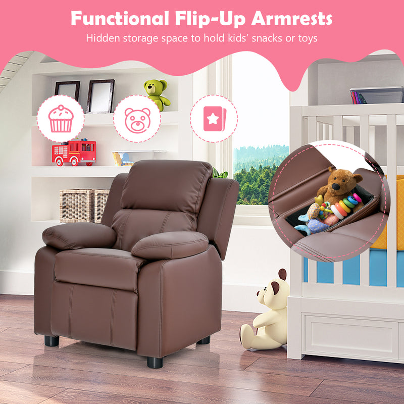 Kids Recliner Chair with Adjustable Backrest and Footrest-Coffee