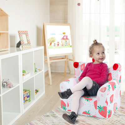 Sillón infantil con relleno de espuma y almohada extra acolchada, color rosa