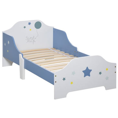 Kids Toddler Wooden Bed Round Edged With Guardrails Stars Image 143 X 74 59cm