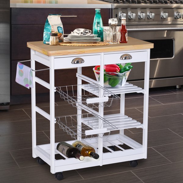 Kitchen Island, 74Wx37Dx76Hcm - White