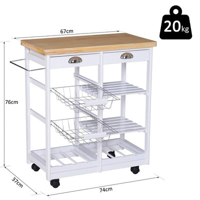 Kitchen Island, 74Wx37Dx76Hcm - White