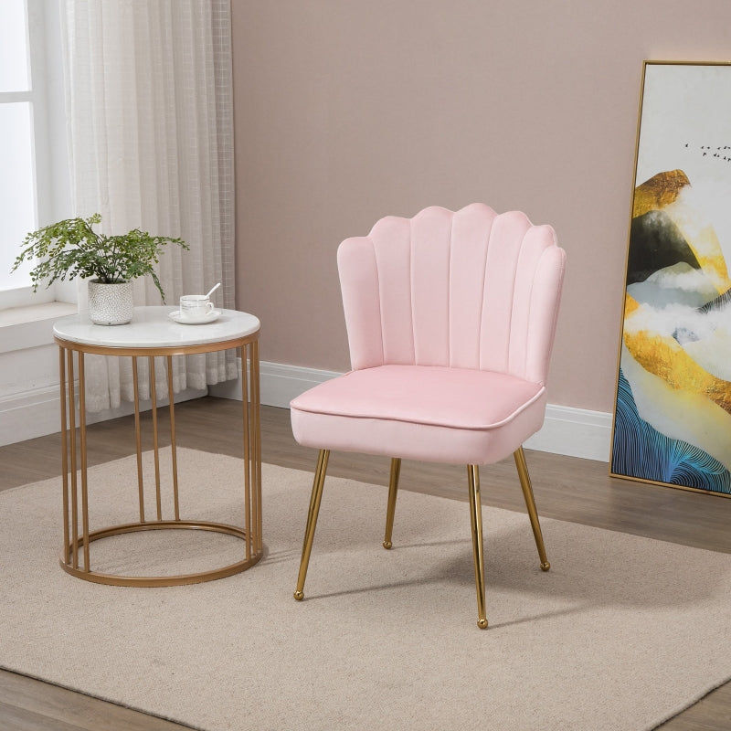 Velvet-Feel Shell Luxe Accent Chair ,Pink