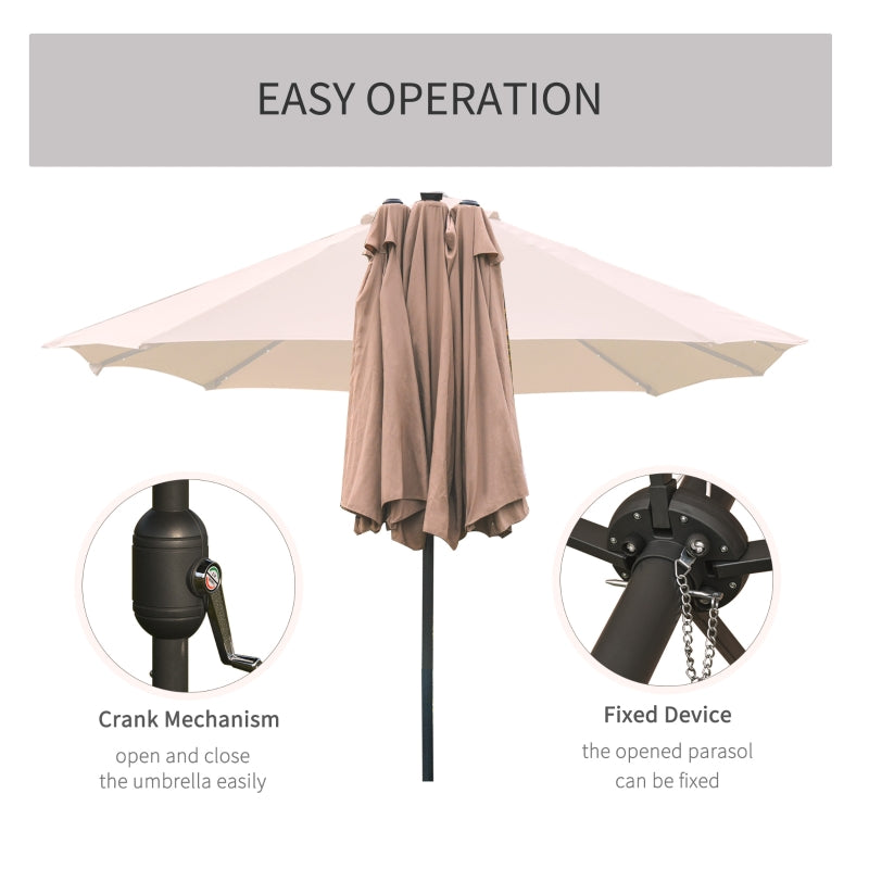 Double-Sided Umbrella Patio LED Solar Lights Khaki