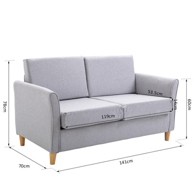 Two-Seater Linen-Look Sofa - Grey