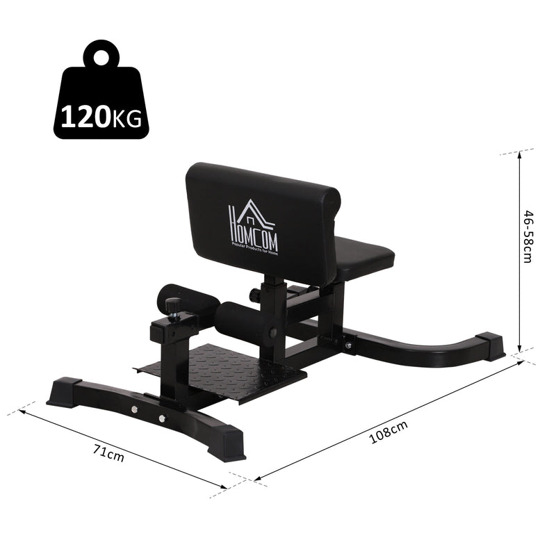 HOMCOM Squat Bench, 71Wx108Dx46-58H cm, Steel, PVC, EVA-Black