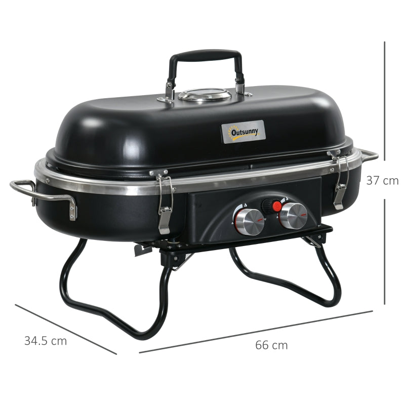 Foldable Gas BBQ Grill 2 Burner Table Top Barbecue