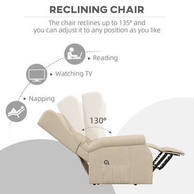 HOMCOM Power Lift Chair for the Elderly with Remote Control, Fabric Electric Recliner Chair for Living Room, Beige